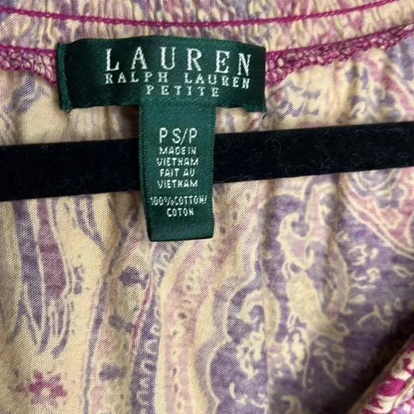 Lauren Ralph Lauren Paisley Top Size Small Petite - Picture 6 of 7